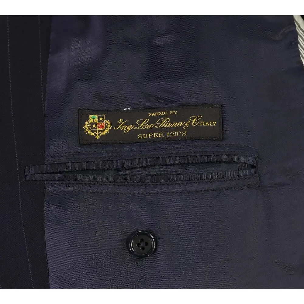 Brooks Brothers Golden Fleece Navy Pinstripe Suit Jacket Blazer Loro Piana 46L